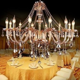 Designer Touch Decorative European Crystal Chandelier Luxury Amber Colour Pendant Light
