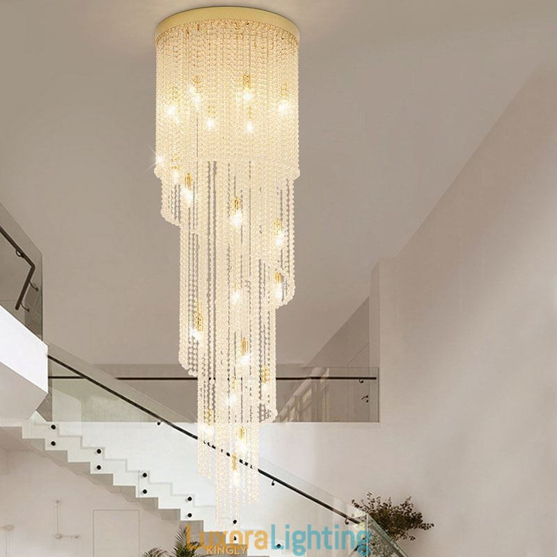 Designer Touch Decorative Modern Crystal Chandelier Luxury Staircase Crystal Ceiling Light With 19 Lights