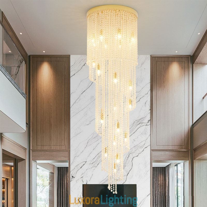 Designer Touch Decorative Modern Crystal Chandelier Luxury Staircase Crystal Ceiling Light With 19 Lights
