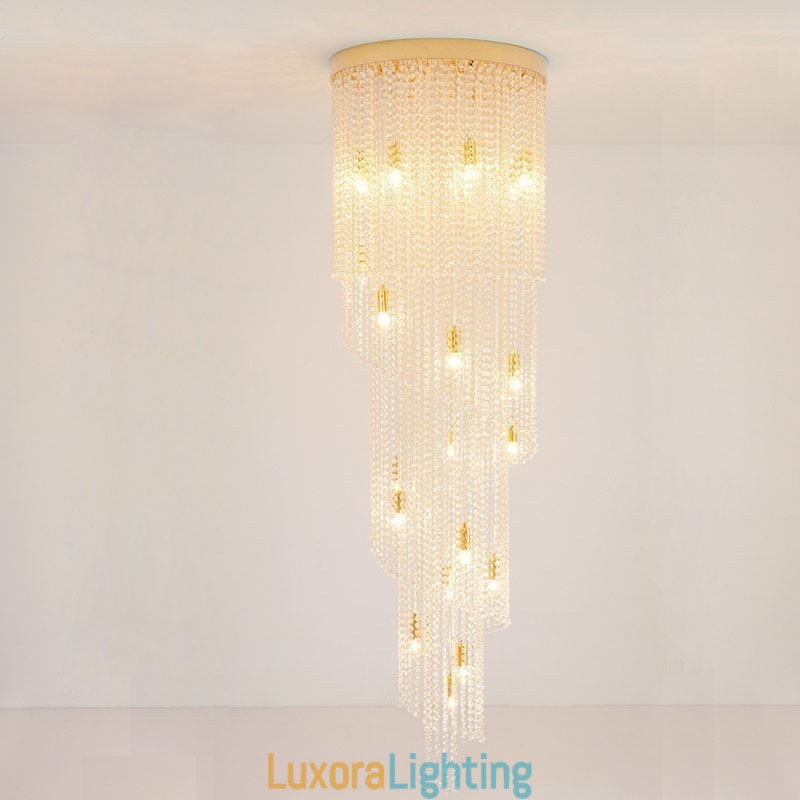 Designer Touch Decorative Modern Crystal Chandelier Luxury Staircase Crystal Ceiling Light With 19 Lights