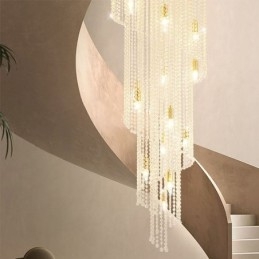 Designer Touch Decorative Modern Crystal Chandelier Luxury Staircase Crystal Ceiling Light With 19 Lights