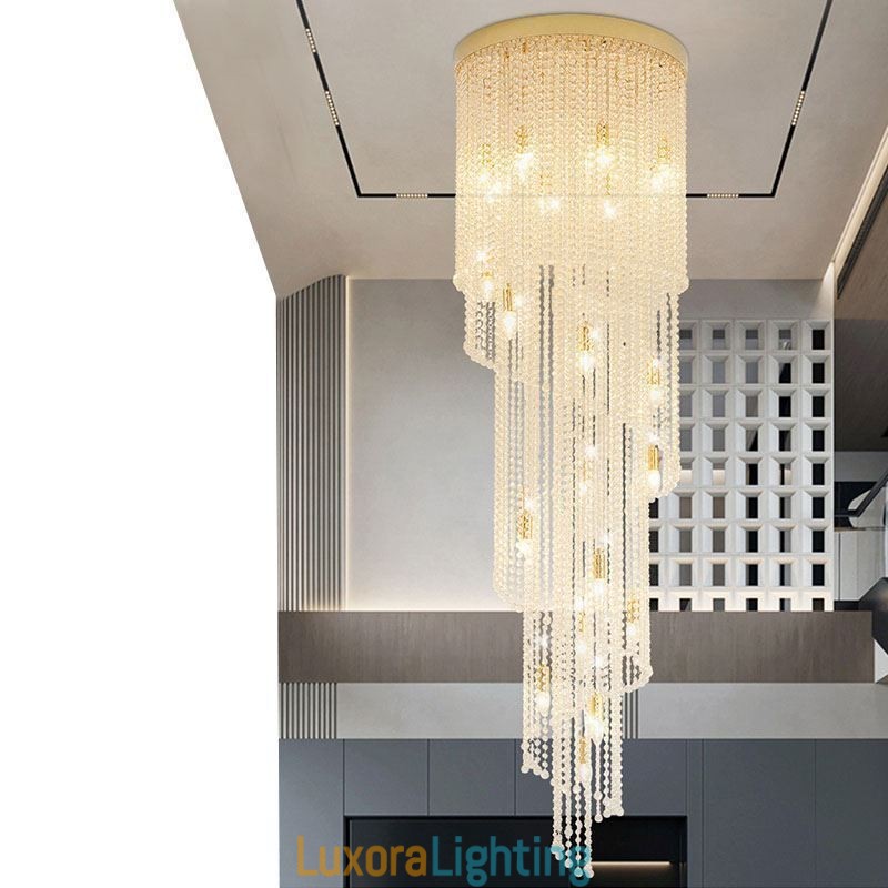 Designer Touch Decorative Modern Crystal Chandelier Luxury Staircase Crystal Ceiling Light With 19 Lights