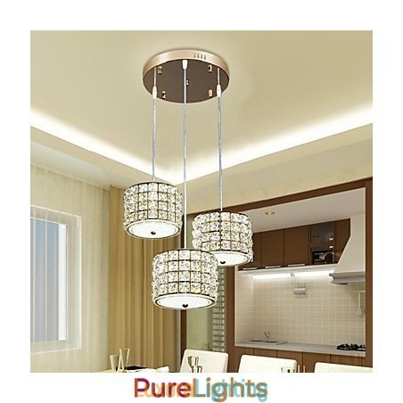 Designer Touch Decorative Single 3 Light Crystal Pendant Light Droplight
