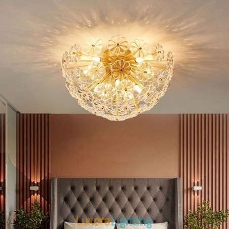 Designer Touch Decorative Semi Circle Glass Flush Mount Modern Flower Shaped Ceiling Light