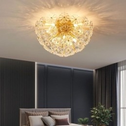 Designer Touch Decorative Semi Circle Glass Flush Mount Modern Flower Shaped Ceiling Light