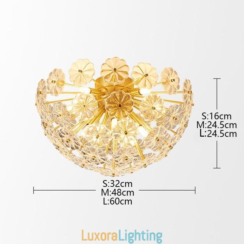 Designer Touch Decorative Semi Circle Glass Flush Mount Modern Flower Shaped Ceiling Light