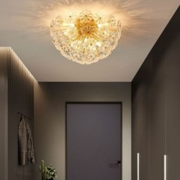 Designer Touch Decorative Semi Circle Glass Flush Mount Modern Flower Shaped Ceiling Light