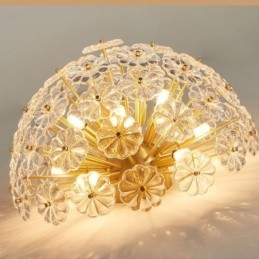 Designer Touch Decorative Semi Circle Glass Flush Mount Modern Flower Shaped Ceiling Light