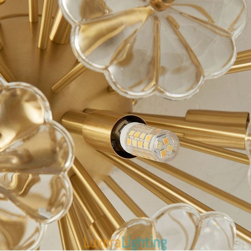 Designer Touch Decorative Semi Circle Glass Flush Mount Modern Flower Shaped Ceiling Light