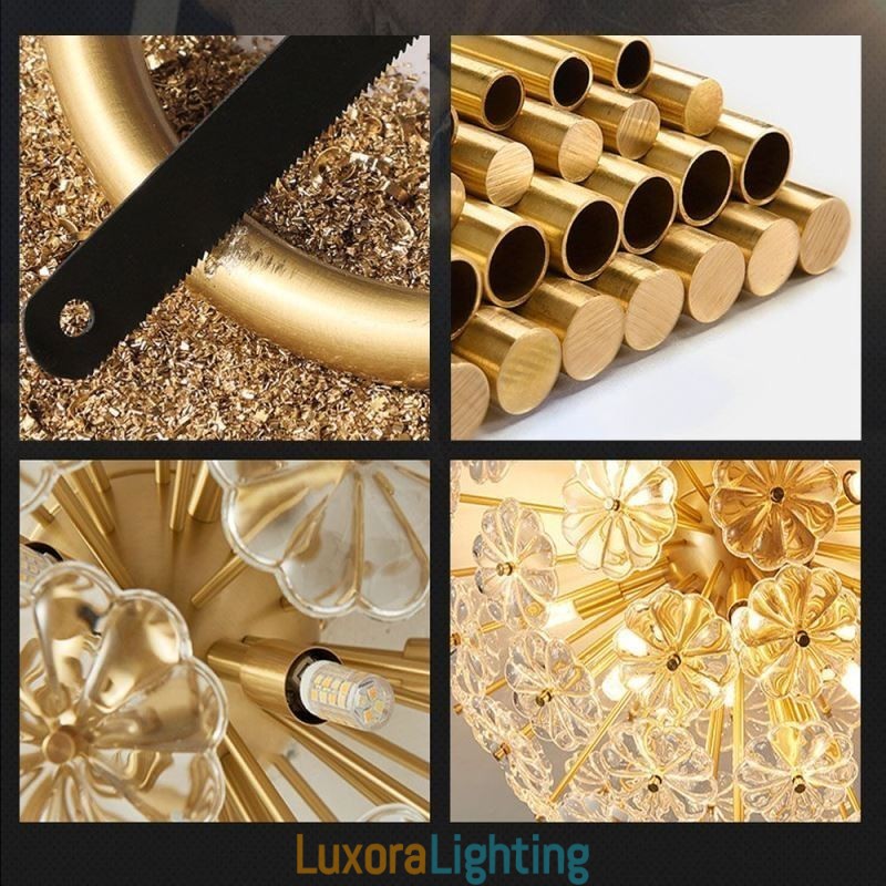 Designer Touch Decorative Semi Circle Glass Flush Mount Modern Flower Shaped Ceiling Light