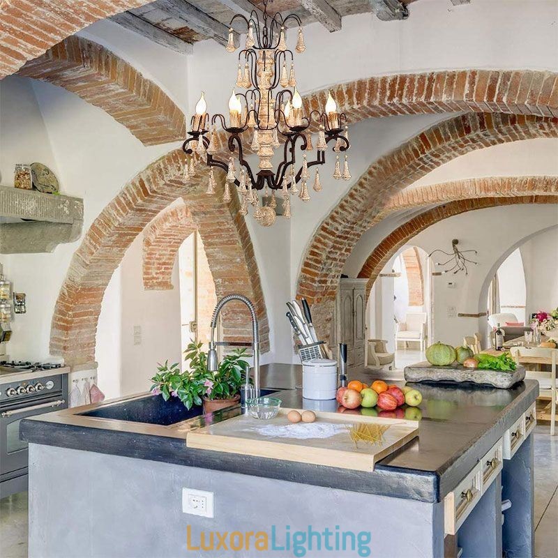 Designer Touch Decorative Retro Style Wood Pendant Light Elegant Chandelier