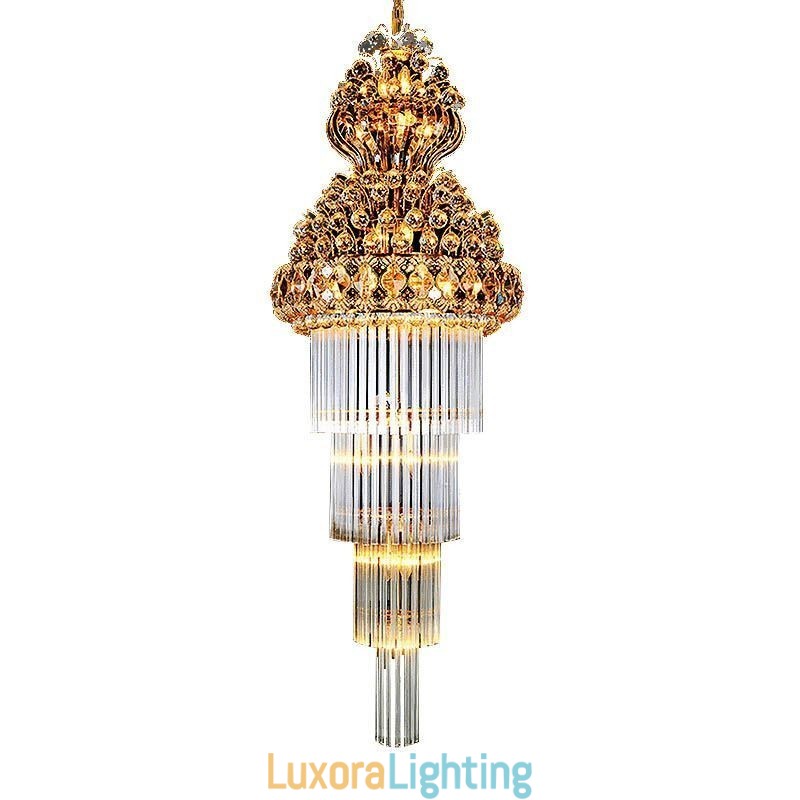 Designer Touch Decorative Retro Crystal Empire Chandelier Luxury Long Pendant