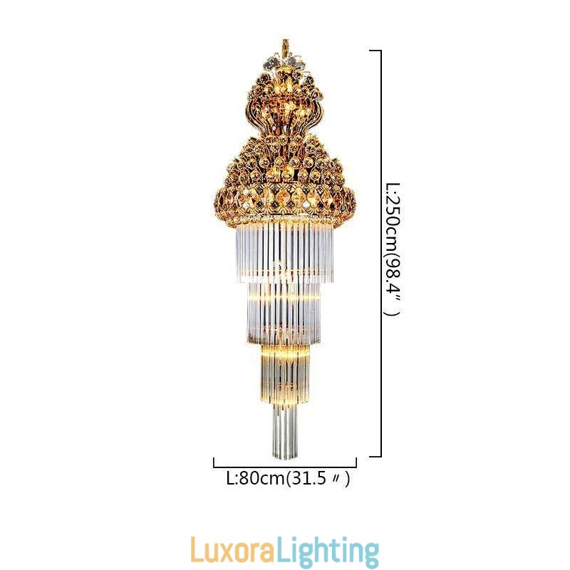 Designer Touch Decorative Retro Crystal Empire Chandelier Luxury Long Pendant