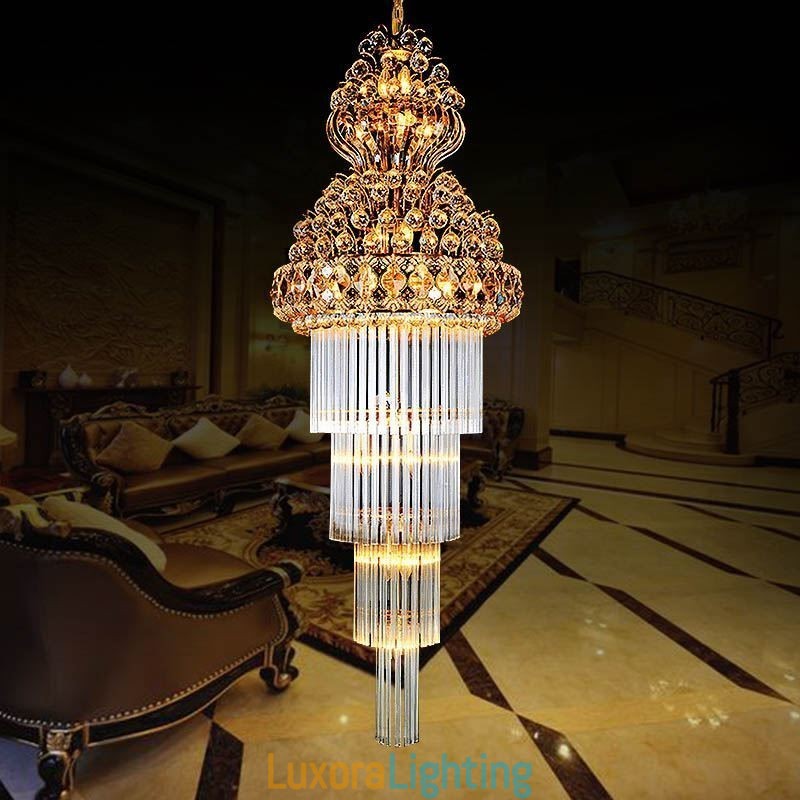 Designer Touch Decorative Retro Crystal Empire Chandelier Luxury Long Pendant