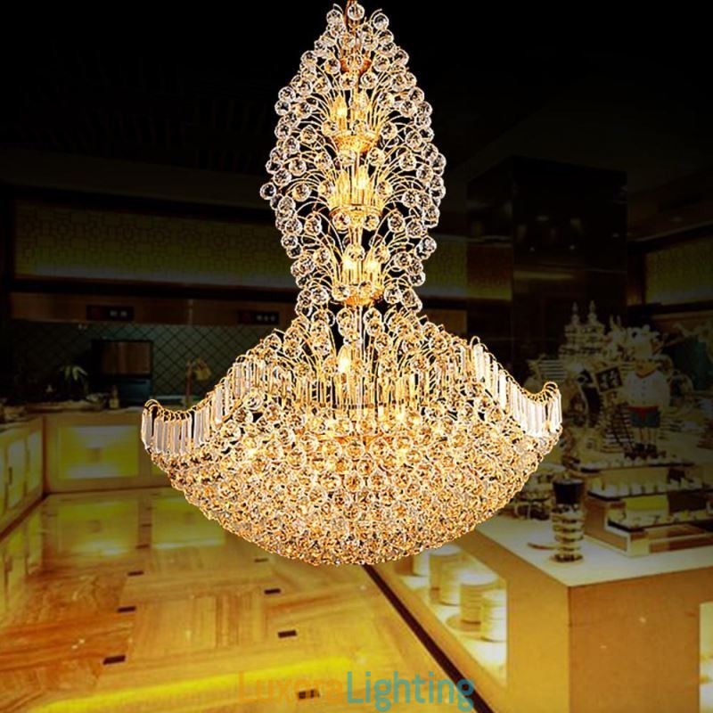 Designer Touch Decorative European Crystal Empire Chandelier Large Gold Colour Pendant Light