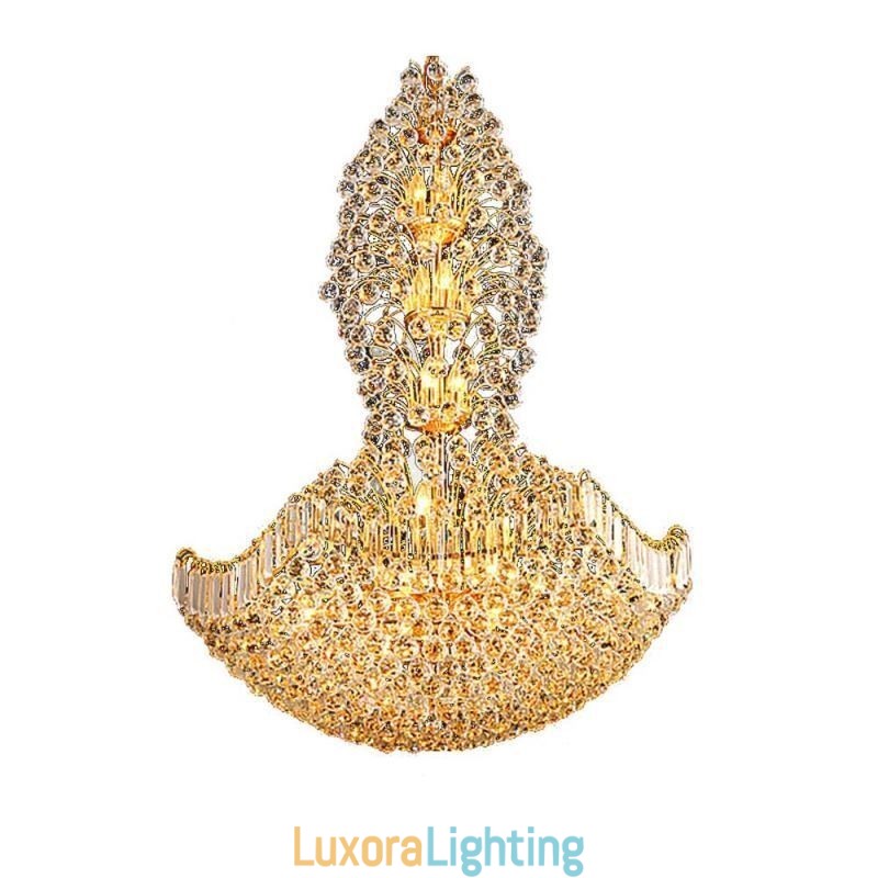 Designer Touch Decorative European Crystal Empire Chandelier Large Gold Colour Pendant Light