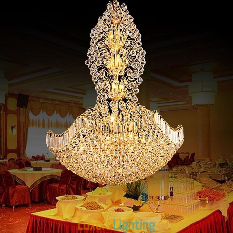 Designer Touch Decorative European Crystal Empire Chandelier Large Gold Colour Pendant Light