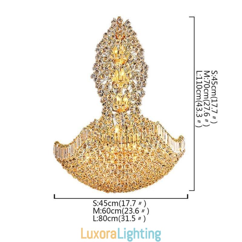 Designer Touch Decorative European Crystal Empire Chandelier Large Gold Colour Pendant Light