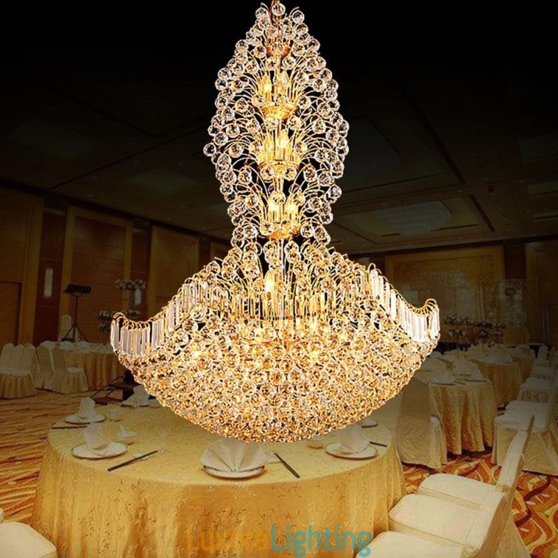 Designer Touch Decorative European Crystal Empire Chandelier Large Gold Colour Pendant Light