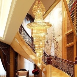 Designer Touch Decorative Luxury Crystal Chandelier Modern European Graceful Long Pendant Duplex Staircase