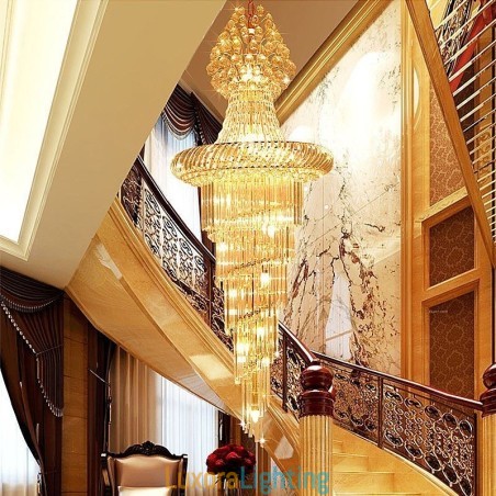 Designer Touch Decorative Luxury Crystal Chandelier Modern European Graceful Long Pendant Duplex Staircase