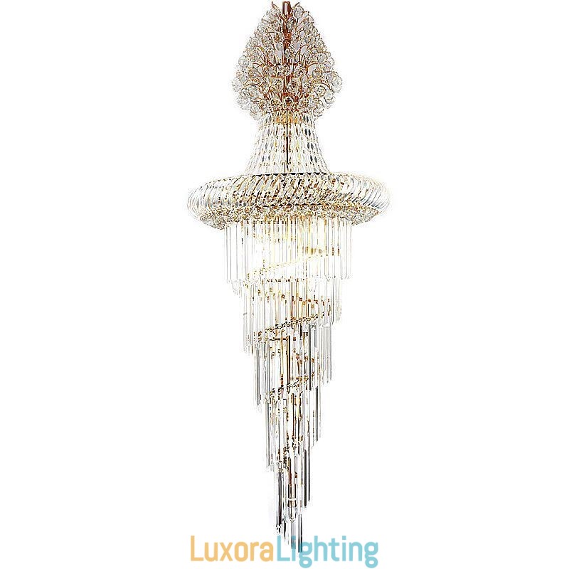 Designer Touch Decorative Luxury Crystal Chandelier Modern European Graceful Long Pendant Duplex Staircase