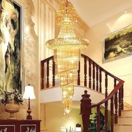 Designer Touch Decorative Luxury Crystal Chandelier Modern European Graceful Long Pendant Duplex Staircase