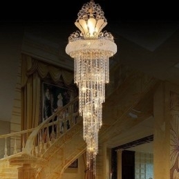 Designer Touch Decorative Graceful Crystal Chandelier Modern Simple Long Pendant Duplex Staircase
