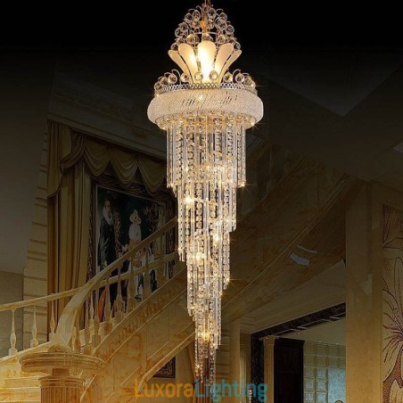 Designer Touch Decorative Graceful Crystal Chandelier Modern Simple Long Pendant Duplex Staircase