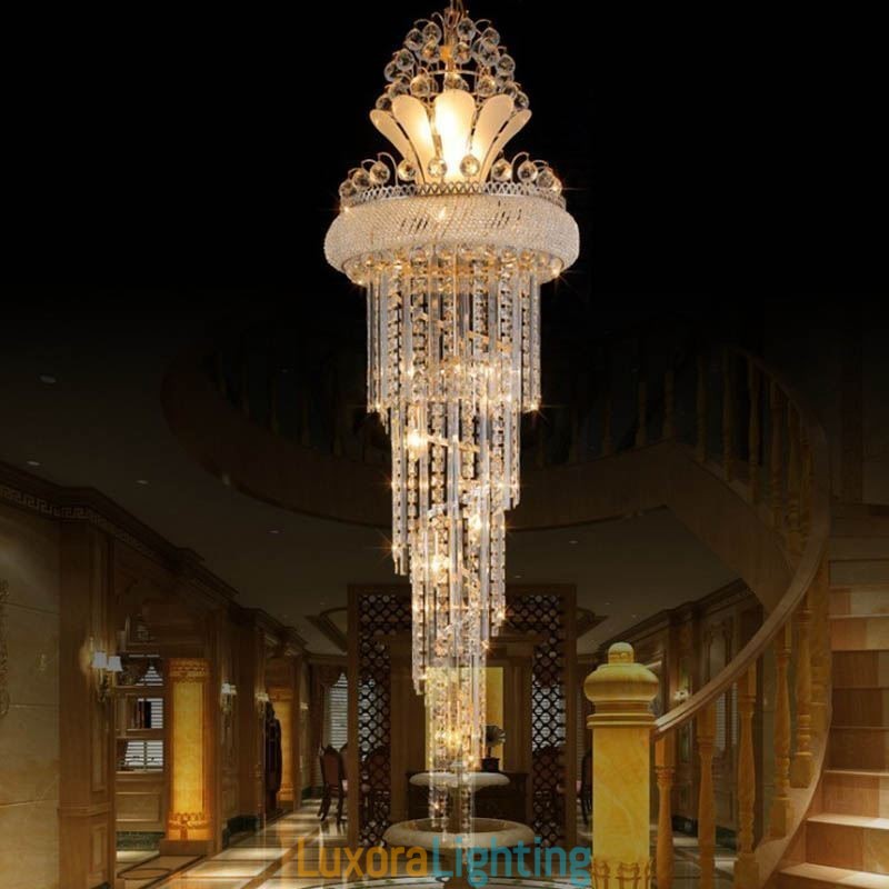 Designer Touch Decorative Graceful Crystal Chandelier Modern Simple Long Pendant Duplex Staircase