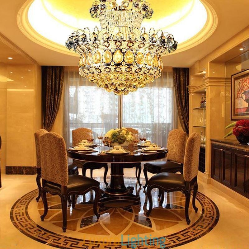 Designer Touch Decorative Modern Gold Empire Chandelier Simple Crystal Pendant Light