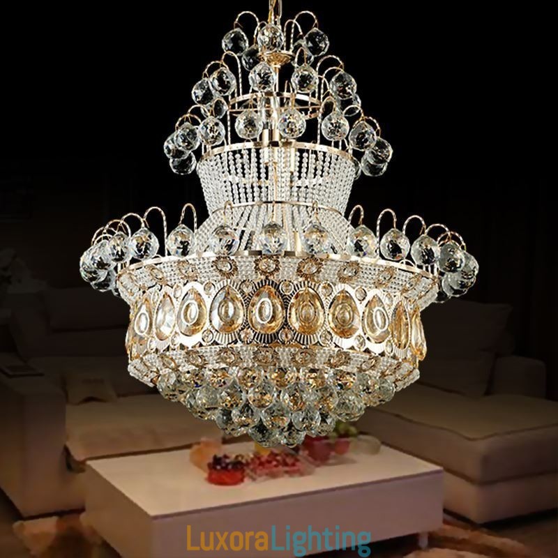 Designer Touch Decorative Modern Gold Empire Chandelier Simple Crystal Pendant Light