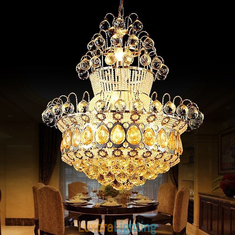 Designer Touch Decorative Modern Gold Empire Chandelier Simple Crystal Pendant Light