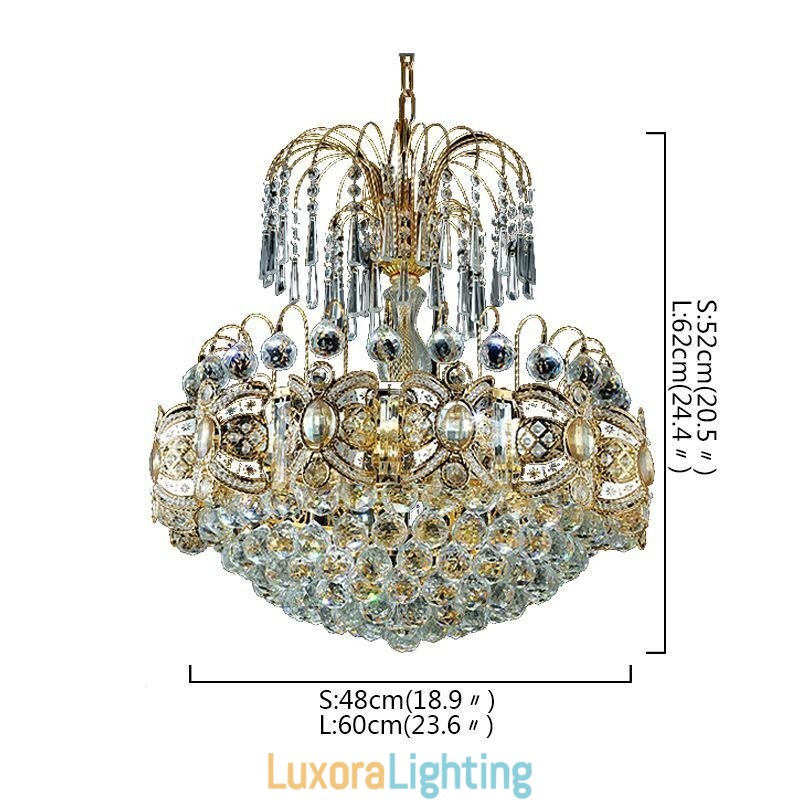 Designer Touch Decorative Graceful Crystal Chandelier Classic Gold Colour Pendant Light
