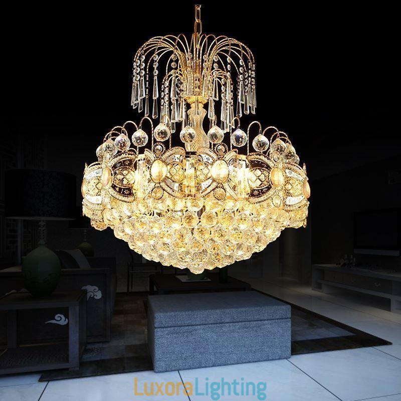 Designer Touch Decorative Graceful Crystal Chandelier Classic Gold Colour Pendant Light