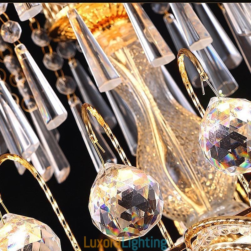 Designer Touch Decorative Graceful Crystal Chandelier Classic Gold Colour Pendant Light