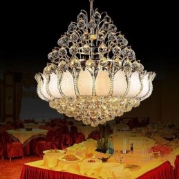 Designer Touch Decorative Contemporary Crystal Empire Chandelier Gold Colour Pendant Light Lotus