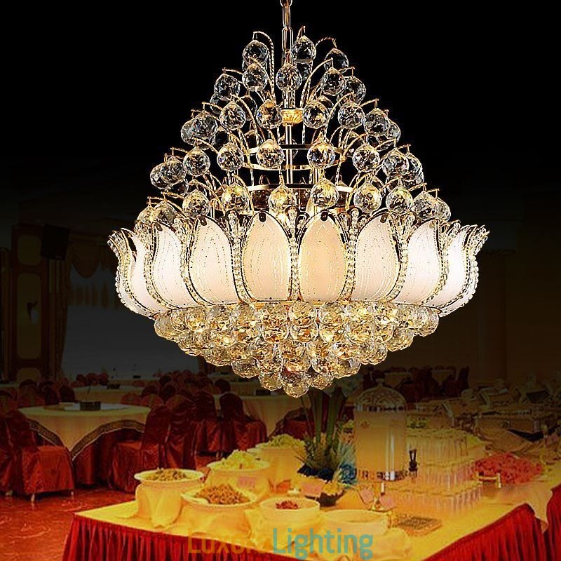 Designer Touch Decorative Contemporary Crystal Empire Chandelier Gold Colour Pendant Light Lotus