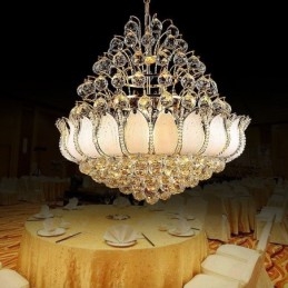 Designer Touch Decorative Contemporary Crystal Empire Chandelier Gold Colour Pendant Light Lotus