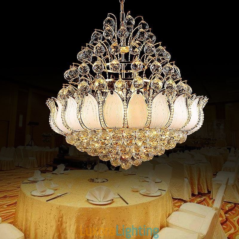Designer Touch Decorative Contemporary Crystal Empire Chandelier Gold Colour Pendant Light Lotus