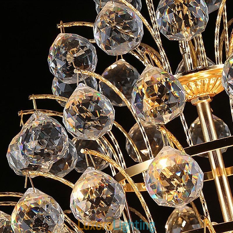 Designer Touch Decorative Contemporary Crystal Empire Chandelier Gold Colour Pendant Light Lotus