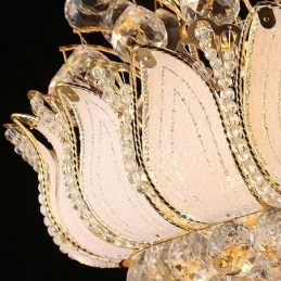 Designer Touch Decorative Contemporary Crystal Empire Chandelier Gold Colour Pendant Light Lotus