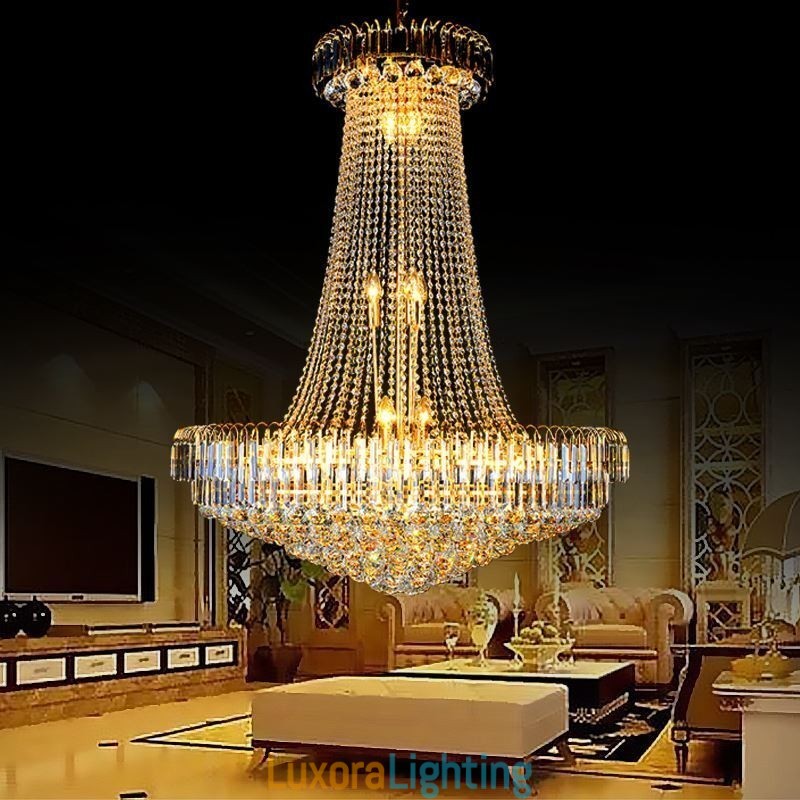 Designer Touch Decorative Elegant Crystal Chandelier European Pendant Light Long Hanging Chandelier Duplex Staircase