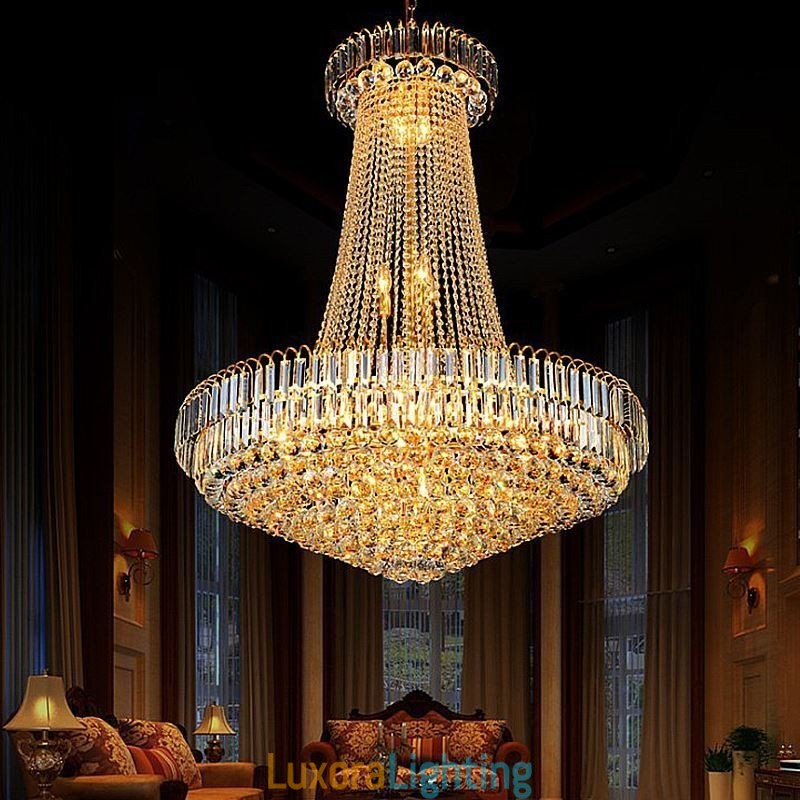 Designer Touch Decorative Elegant Crystal Chandelier European Pendant Light Long Hanging Chandelier Duplex Staircase