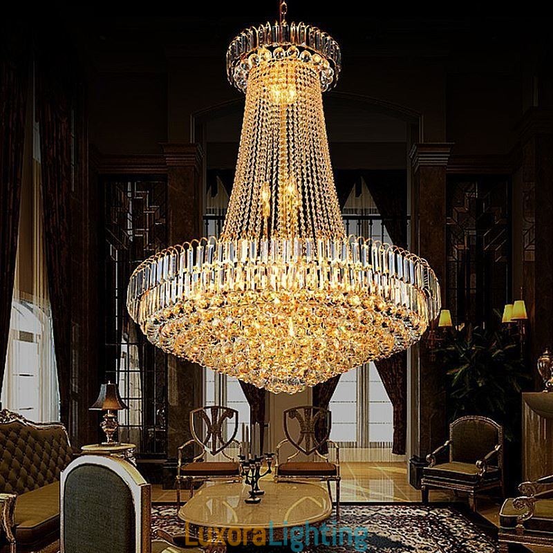 Designer Touch Decorative Elegant Crystal Chandelier European Pendant Light Long Hanging Chandelier Duplex Staircase