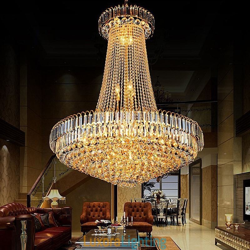 Designer Touch Decorative Elegant Crystal Chandelier European Pendant Light Long Hanging Chandelier Duplex Staircase