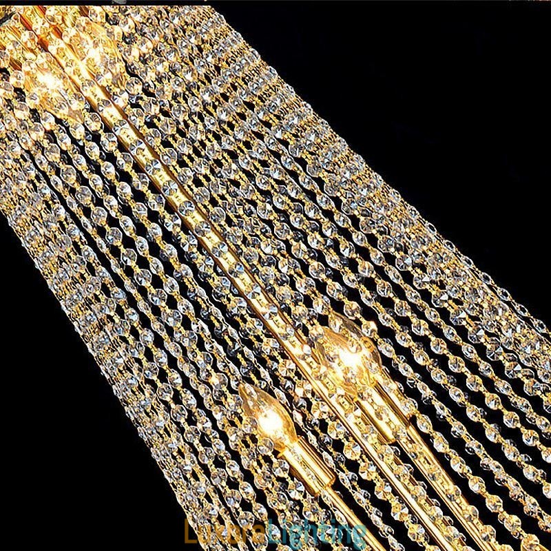 Designer Touch Decorative Elegant Crystal Chandelier European Pendant Light Long Hanging Chandelier Duplex Staircase