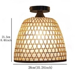 Designer Touch Decorative Bamboo Semi Flush Mount Creative Round Ceiling Light Vestibule Lighting