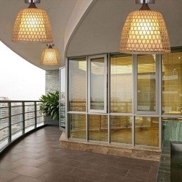 Designer Touch Decorative Bamboo Semi Flush Mount Creative Round Ceiling Light Vestibule Lighting