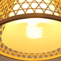 Designer Touch Decorative Bamboo Semi Flush Mount Creative Round Ceiling Light Vestibule Lighting